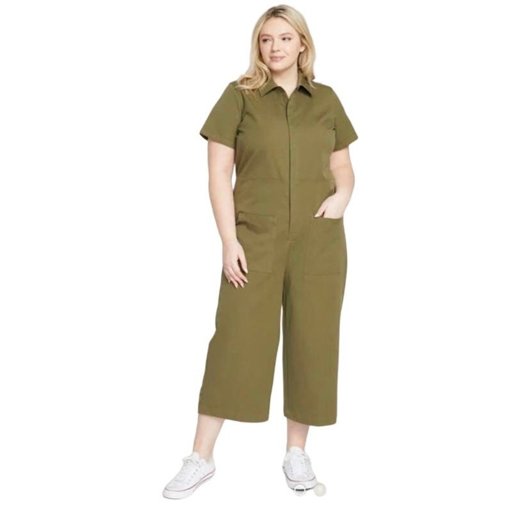 Universal Standard Kate army green twill jumpsuit, 2 extra small or 6/8